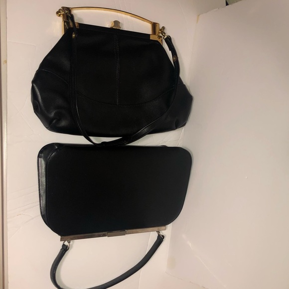 Retro Vintage Handbag Purse Lot of 2 Black - Picture 3 of 9